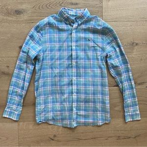 Vineyard Vines Boys Plaid Whale Shirt Button Down